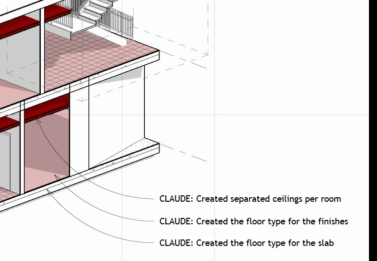 部屋ごとの天井と、仕上げとスラブの床のタイプを指す注記の部分
