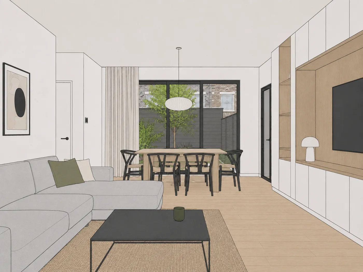 SketchUpから書き出した部屋の作業用の画像