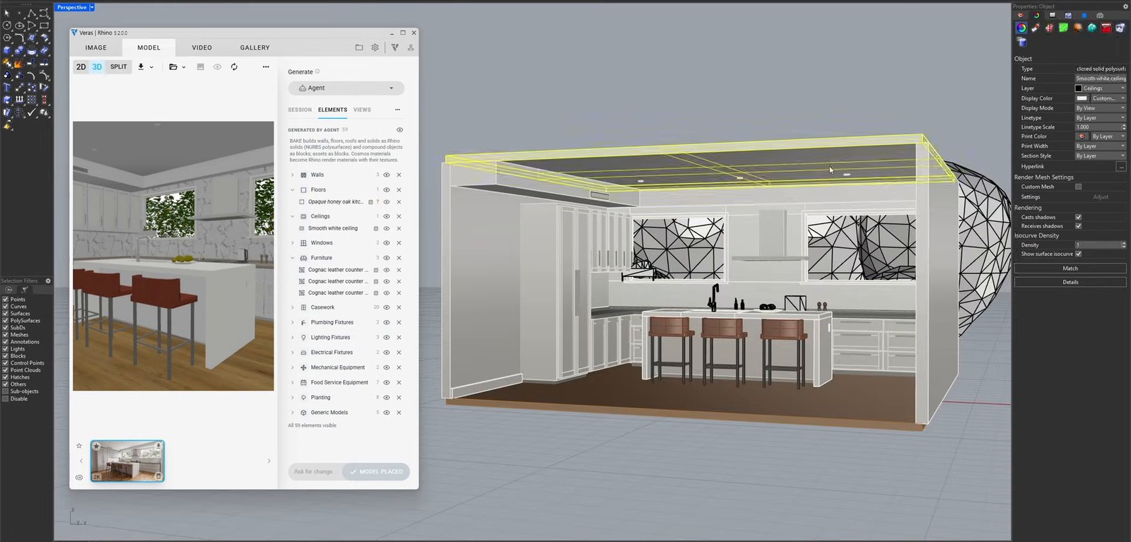 Rhinoの中でVerasを開き、Rhinoの側に3Dモデルが入った画面