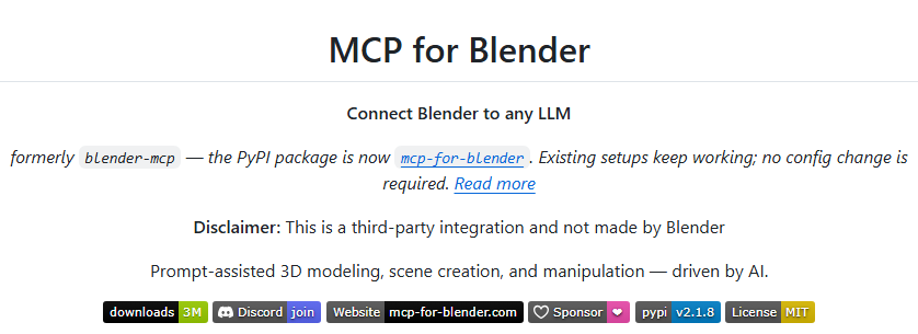 コミュニティ版のMCP for Blenderのページ
