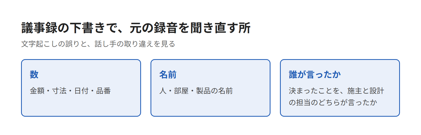 議事録の下書きを元の録音で確かめる