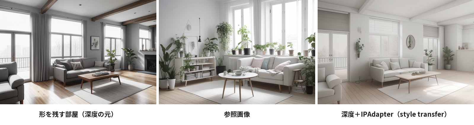 形を残す部屋の画像と、参照画像と、2つを組み合わせて作った画像