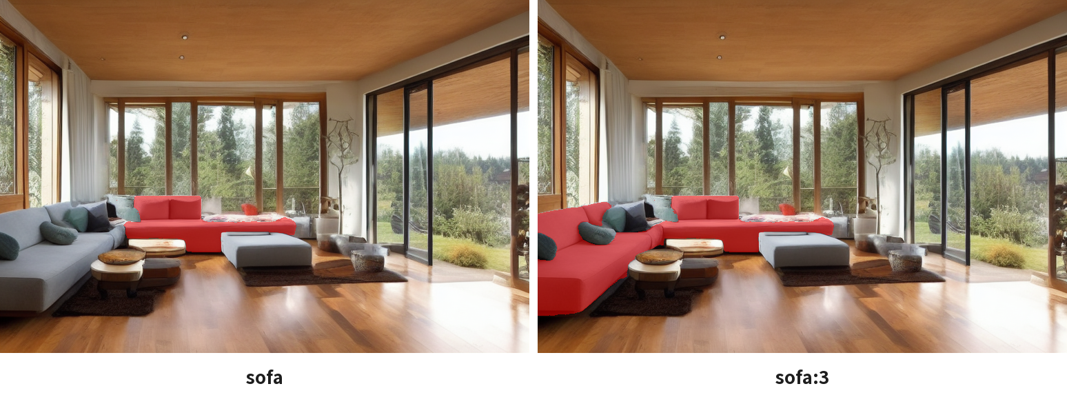 左が sofa、右が sofa:3 で見つかった所を赤く重ねた画像