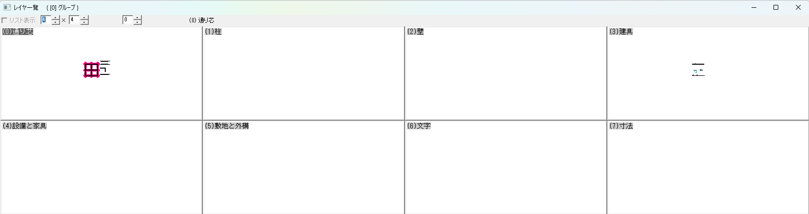名前を付けたレイヤ 0〜7