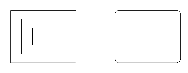 多重の矩形と角を丸めた矩形