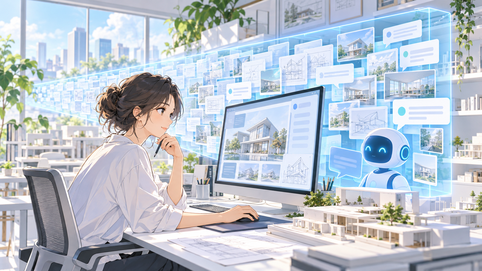 会話が続くたびに、前のやり取りと資料が積み重なって枠を埋めていく図