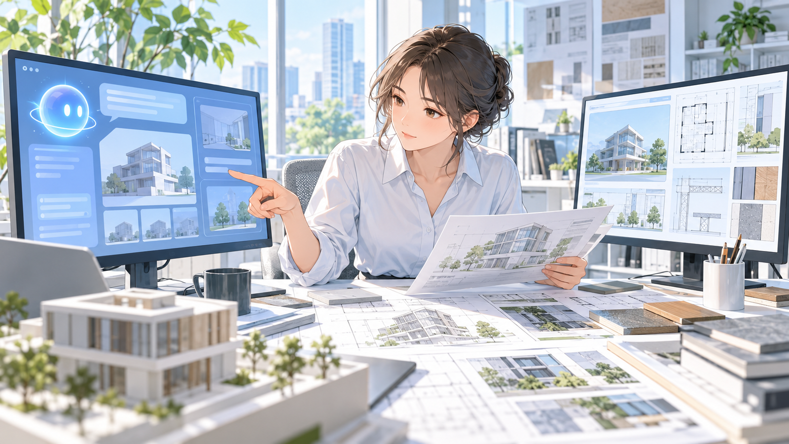 AIの答えの横に、確かめた資料の日付を書き込んでいる場面