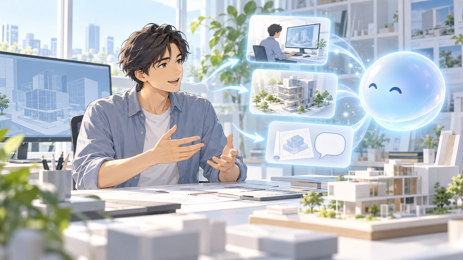 AIが、会話の中から仕事の役割や好みを拾ってメモ帳に書き留めている場面